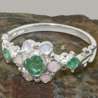 Britanci napravio 14k bijeli zlatni prirodni smaragdni i Opal ženski zaručnički prsten - Opcije veličine