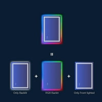 LED kupaonica ogledalo ispraznosti u RGB pozadini + prednji osvijetljeni unutra.