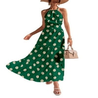 Prednjeg swalk dame kaftane špagete trake Maxi haljine polka točkice labave klizanje duge haljine žene