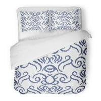 Posteljina dodatna oprema Ikat Ogee Sažetak Swirl Indigo Plava na bijelom dizajnu Bold Classic Curl