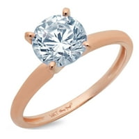 3. CT sjajan okrugli rez simulirani plavi dijamant 14k Rose Gold Solitaire prsten SZ 6.25