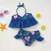 Corashan Girls cvjetni print bikini 2-7T rucf rucce ivice kupaći kostim za plivanje