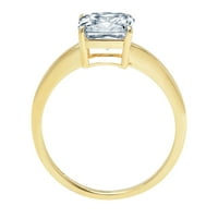 2. CT briljantan Asscher Cleani simulirani dijamant 18k žuti zlatni pasijans prsten sz 6.75