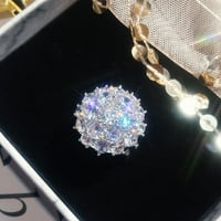 Toyella Diamond okrugli super zasljepljujući cirkon zvoni, banket za angažman prsten za žene srebro