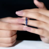 Laboratorija Oblik Baguette stvorio je plavu safirnu poluvremenu prsten, 14k bijelo zlato, US 9.00