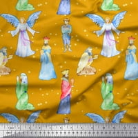 Soimoi modalno satenska tkanina King & Angel akvarel od tiskanog tkanine