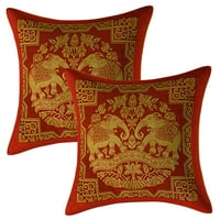 Stylo Culture Indian Dekorativni brokat crveni i zlatni jastuk navlake Jacquard tkanje banarasi božićni