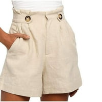 Taqqpue ženske casual visoki elastični struk ljetne kratke hlače široke razine hlače sa džepovima