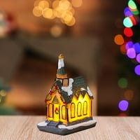 Tsseiatte božićno selo Kuće Slatka LED svjetla Up snijeg snijeg Figurice ukrasi za dom