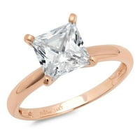 0. CT Sjajna princeza Clear Simulirani dijamant 18K ružičasto zlato pasijans prsten sz 3.75