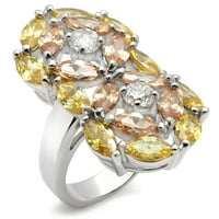 Luxe nakit dizajnira ženski rodijumski srebrni prsten sa multi colorbic cirkonijom -
