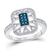 10k bijeli zlatni okrugli plavi dijamantski klaster modni prsten CTTW
