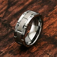 Tungsten prstenovi za muškarce vjenčani bend srebrna opeka uzorak četkani angažman za obećanje veličine