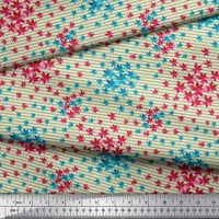 Soimoi Yellow Pamuk Cambric Tkanina Stripe & Clematis cvjetna tiskana tkanina od dvorišta široka