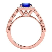 Mauli dragulji za angažovanje prstenova za žene 1. Carat Halo Tanzanite i dijamantski pogled na more
