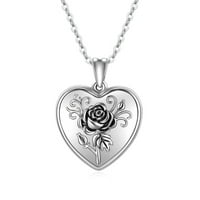 Miracle Rose Photo Locket Privjesak nakit u obliku srca Sterling Silver Photo Privjesak ogrlica Rođendan