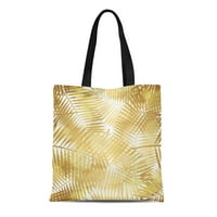 Platno torba zelena uzorka palmih listova zlata apstraktne tropske bijele plaže za višestruke na rame