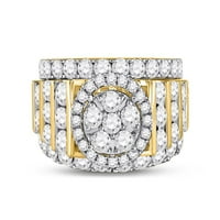 14k žuto zlatni okrugli dijamantni prsten za brisanje za brisanje 3- CTTW