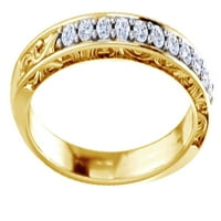 Okrugli oblik bijeli prirodni dijamantni zaručni prsten za vjenčanje u 14K žutom zlatu