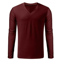 Majice za muškarce za muškarce Zimske jesene duge rukave V izrez čvrsti pulover bluza casual vrhovi