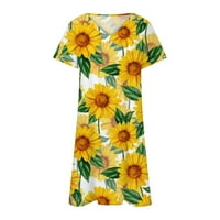 Žene plus veličina sunčana haljina na klirensu ljetne haljine V-izrez Linija cvjetna ispisana casual