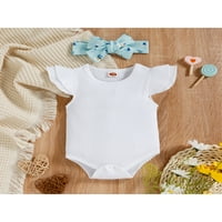 Canrulo novorođenčad djevojčice ljetna odjeća ruffle fly rukave za rušenje + cvjetna suknjaka + trake