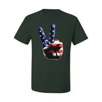 Divlji bobby, američka zastava mirovni znak za ruke pop kultura muške grafičke majice, vintage heather