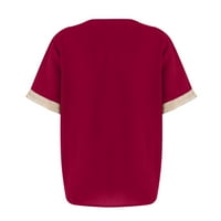 Ženski vrhovi V-izrez Čvrsta bluza Ležerne prilike za žene Majice Skraćeno rukav ljetni crveni l