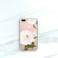 Floral iPhone Case, iPhone Pro Case, Bijeli božur, iPhone Mini Case Clear sa dizajnom Galaxy S IPhone