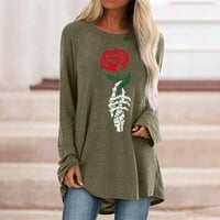 Tking modni ženski grafički tiskani pulover dugih rukava tunika okruglog vrata - m