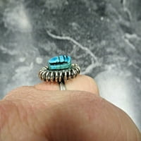 Vintage nos egipat Blue Scarab Faience kostim nakit Modni prsten veličine 10