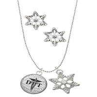 DELIGHT nakit silvertone crni dpt srebrni ton snježne pahulje šarm ogrlice i naušnice