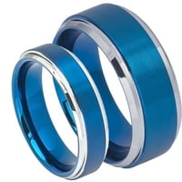 Njegov i njen korak ivice plave ip obloga četkani završni plan volfram Carbide Wedder bend prsten