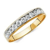 Jewels 14k žuti zlatni prsten okrugli kubični cirkonijski cz Muška godišnjica vjenčanica Veličina 10,5