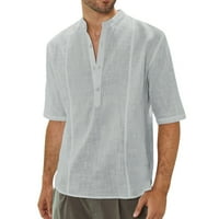 Muška košulja Ležerne prilike modernog punog boja pamučna posteljina kratka rukavska jakna Top bluza