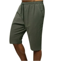 Lopecy-Sta muške ležerne džep za crtanje pune boje pamučne i posteljine sportske kratke hlače muške