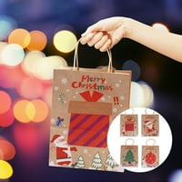 Postavite božićne torbe za pakovanje poklona Kraft papir ispisane prijenosne vrećice