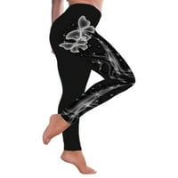 Ženske joge hlače leptirsko dno tiskane dno Visoke strukske pantalone dame duge pantalone trčeći je