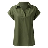 Ženske košulje Plus size Ženske košulje dugih rukava Šifon Dugme Šifonske majice s džepovima Kratki