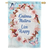 Amerika Zauvijek ljubaznost je važno uživo Happy House Zastava Inspiration Live Love Shiep Dvostrani ružičasti cvjetni leptir ljetni sezonski dvorište Vanjska ukrasna motivaciona zastava