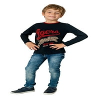 Incity Boys Tween 7- godina Crveni bijeli sivi dugi rukav okrugli vrat udoban casual kanadski majica