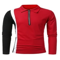 Paille muški atletska polo majica s dugim rukavima Slim Fit Golf Fall top color blok trčanje pulover