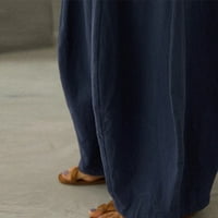 Jacenvly široke pantalone za nogu za žene Izvlačenje ekstra dugačke džepove visokog struka obično ženske