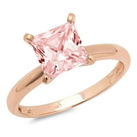 2. CT sjajna princeza simulirana ružičasta dijamant 14k ružičasto zlato pasijans prsten sz 10