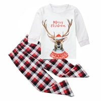 Nokiwiqis božićne roditelj-dijete pidžame, crtani slovo Ispis dugih rukava okrugli vrat pulover PLAID