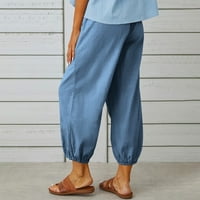 Smihono Štednja modne žene Ljetne casual labave pamučne i posteljine džepove pantalone čizme CUT Skinny