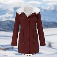 Dabuliu Dame zadebljani kaput plus veličina topla trendy zimski rupan obložen kapuljačom snježnim kaputom