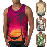 Muški tenkovi majica bez rukava Stylish Hawaiian Plaža Grafički grafički grafički redovi
