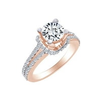 CTTW okrugli rez bijeli prirodni dijamantni zaručni prsten u 14K čvrstih ruža zlatna prstena veličine-6,5