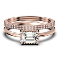 Minimalistički 2. karatni smaragdni rez dijamantski zaručnički prsten, vjenčani prsten u sterlingu srebra